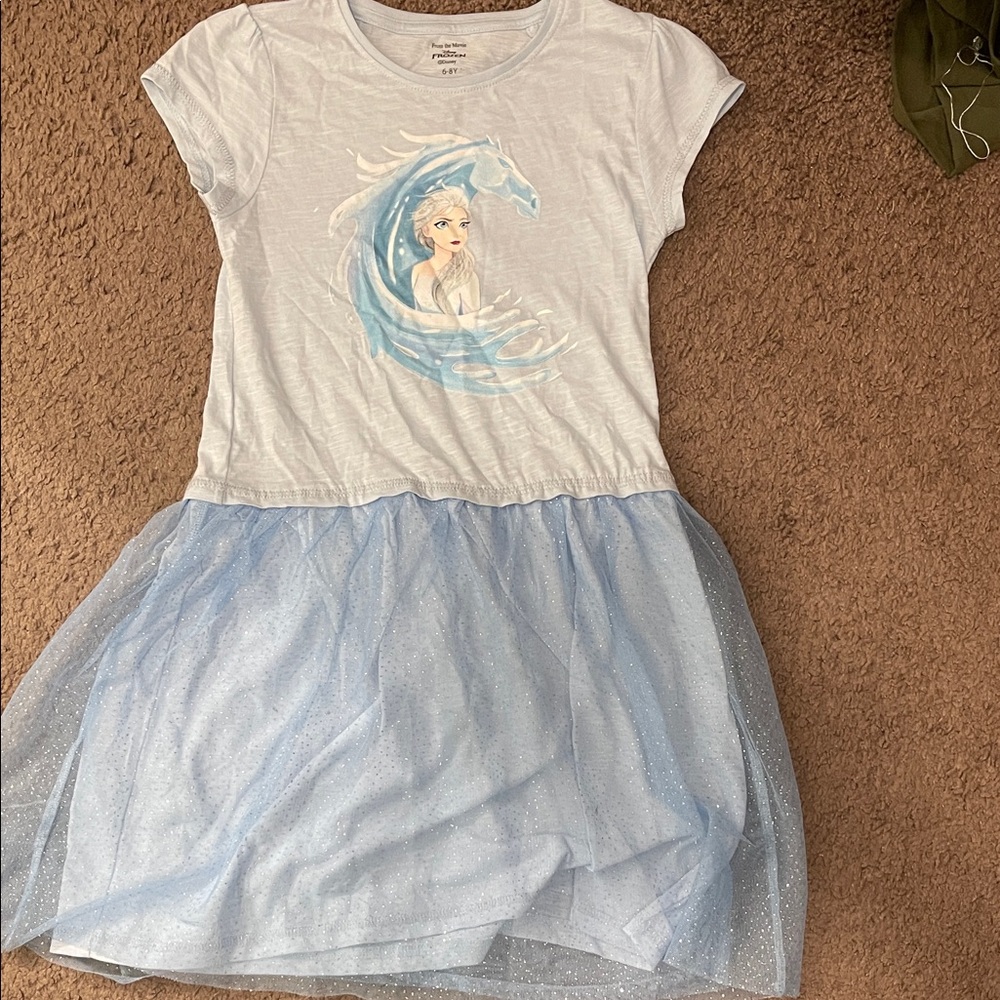 Disney White and Light Blue Elsa Tulle Casual Dress